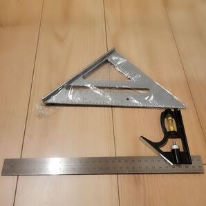 2点セット スコヤ 丸のこガイド 三角 定規 丸鋸 丸ノコ 木工 水平 DIY