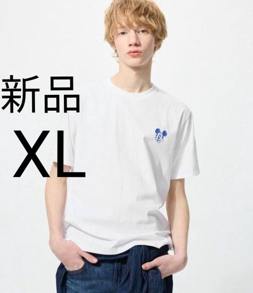 新品 UNIQLO ユニクロ ディズニー イン ブルー UT LL メンズ レディース 半袖 Tシャツ ホワイト 白 XL
