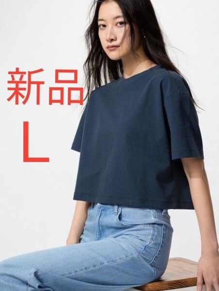 新品 UNIQLO ユニクロ テクスチャージャージーT レディース 半袖 Tシャツ ブルー L