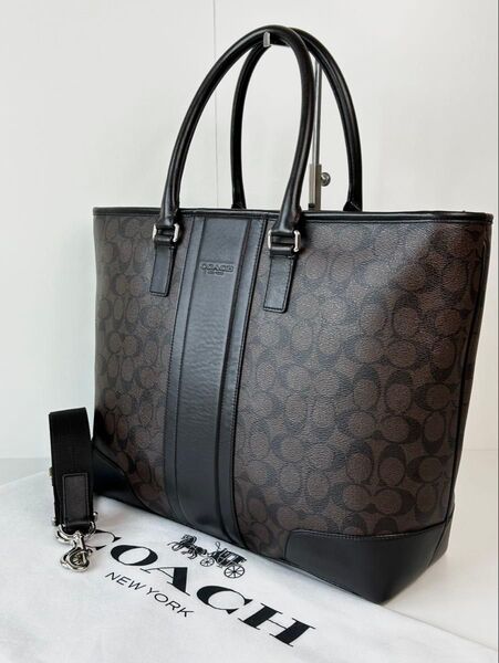 【美品】定価5.3万 コーチ メンテ済み COACH ビジネス バッグ レザー 2way トートバッグ ショルダー ブリーフケース