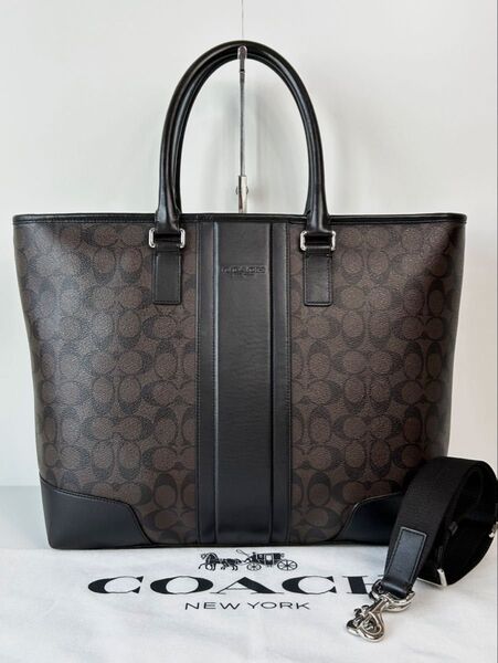 【美品】定価5.3万 コーチ メンテ済み COACH ビジネス バッグ レザー 2way トートバッグ ショルダー ブリーフケース