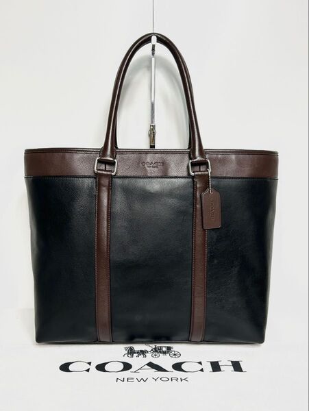 【美品】定価10万 コーチ メンテ済み COACH メンズ ビジネス バッグ トートバッグ ブリーフケース 本革 レザー