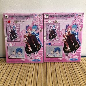 新品 リゼロ キャンバスボード レム ラム 袴 エミリア セット