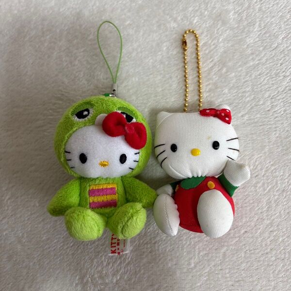 未使用 ハローキティ ぬいぐるみ ストラップ キーホルダー レトロ ガチャピン