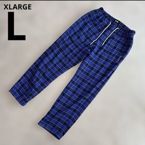 【メンズ】XLARGE エクストララージ イージーパンツ チェック 青 ブルー