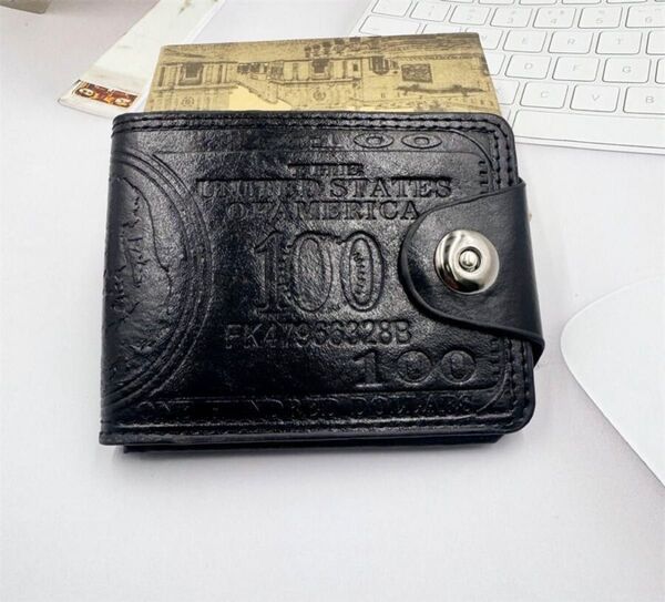ドル札 二つ折り財布 ウォレット メンズ ヴィンテージ ボタン ブラック 黒
