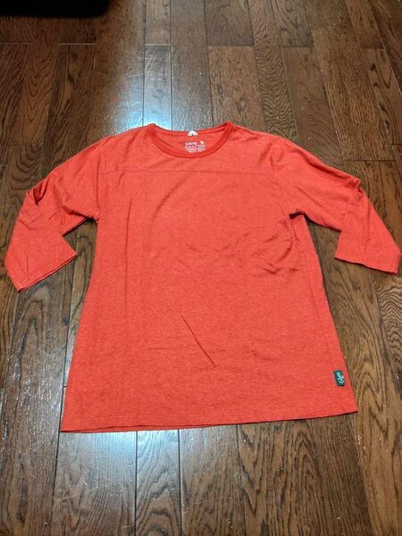 GO HEMP 七分袖 フットボールTシャツ L 赤 オレンジ 朱色