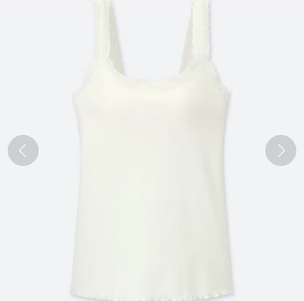 UNIQLO ユニクロ ブラトップ カップ付き タンクトップ キャミソール リブ ホワイト L