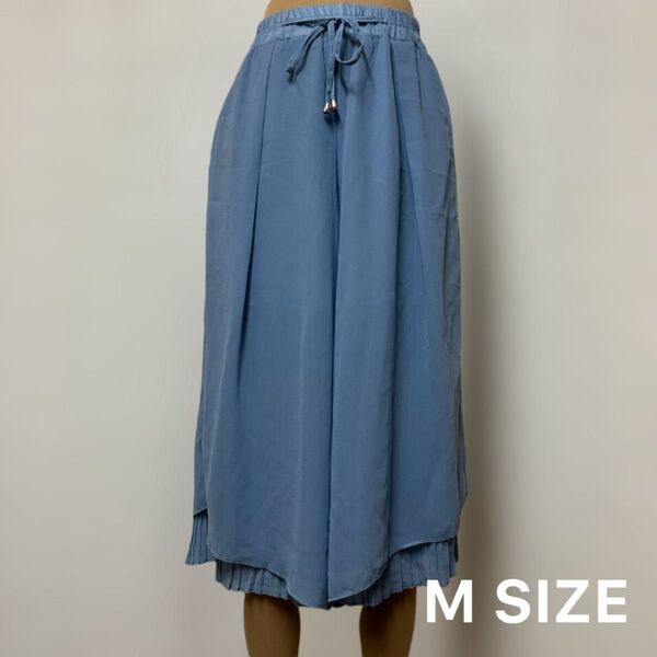 【美品】ガウチョパンツ プリーツ Mサイズ ブルー系
