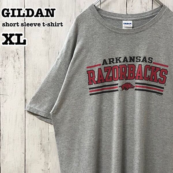 ギルダン US アメリカ古着 アカンサス チーム プリント 半袖Tシャツ XL