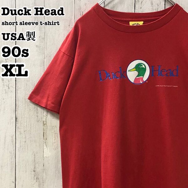 90s Duck Head USA製 アメリカ古着 ロゴプリント 半袖Tシャツ XL