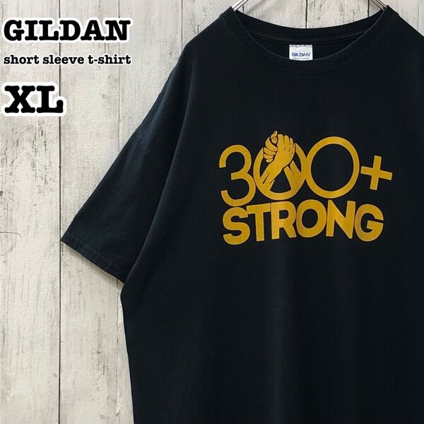 ギルダン US アメリカ古着 英字 両面プリント 半袖Tシャツ XL
