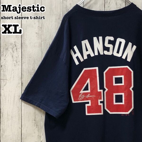 マジェスティック US アメリカ古着 MLB ナンバリング バックプリント 半袖Tシャツ XL