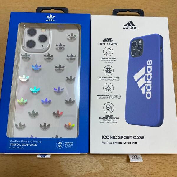 adidas アディダス iPhone12ProMax 2個 まとめ売り ホログラム ブルー