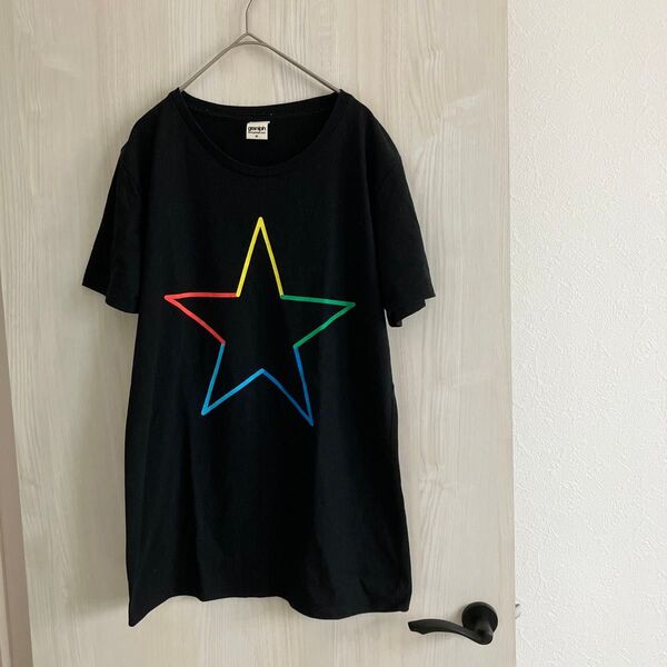 graniph カラフル星プリント Tシャツ M 古着 半袖 メンズ ブラック アメカジ ストリート