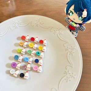 ぬいちゃん用 ミルクボタンのヘアクリップ レトロボタン ぬいアクセ