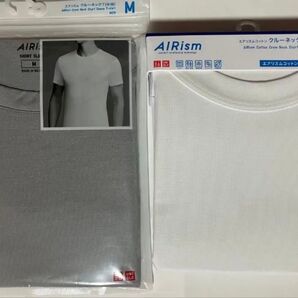 新品!ユニクロ エアリズム クルーネック 半袖 エアリズムコットン他 Mサイズ 2枚セット