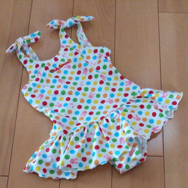 ミキハウス うさぎ ドット柄 ワンピース水着 サイズ90cm 女の子