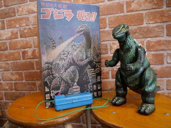 完動品 マルサン ゴジラ ブリキ 電動リモコン レプリカ箱付 1960年代 当時から