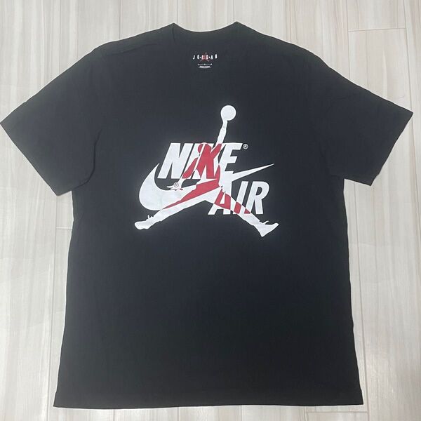 NIKE AIR JORDANプリントTシャツブラックUSサイズL身幅約53、着丈約72ユーズド品洗濯済み。希少品、美品です。