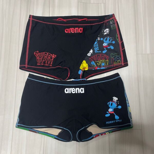 arena メンズ水着 2枚セットサイズLウエスト80〜84。練習用、耐塩素。ユーズド品、サイズアウトの為。