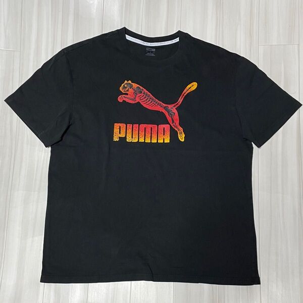 PUMAプーマTシャツ骸骨ロゴ、USサイズL身幅約56、着丈約70ユーズド品洗濯済み。ロゴプリント部分綺麗です。