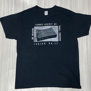 USA直輸入両面プリントイザヤ書54:17 Tシャツ USサイズL身幅約54、着丈約71ユーズド品洗濯済みです。黒Tお探し方に。