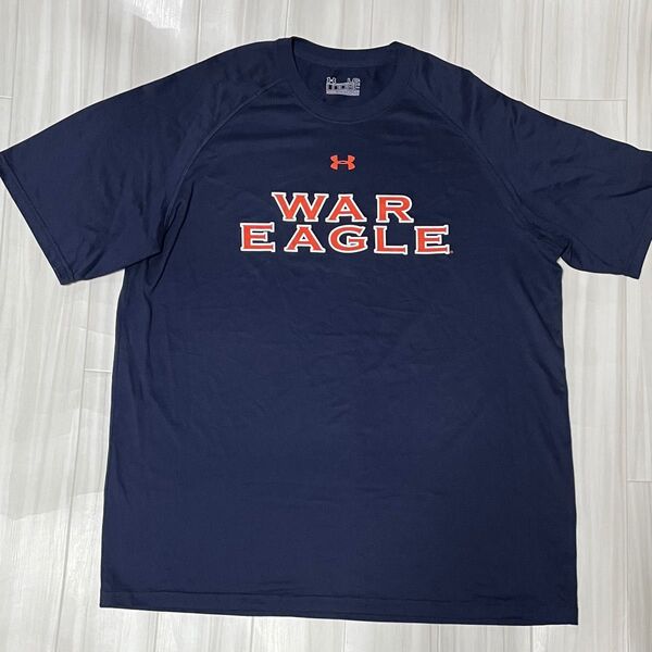 UNDER ARMOUR WAR EAGLE ロゴTシャツUSサイズL身幅約57、着丈約72ユーズド品洗濯済み。吸汗速乾性素材。