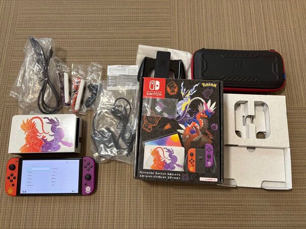 Nintendo Switch 有機ELモデル スカーレット・バイオレットエディション マイクロSD、耐衝撃ケース、液晶フィルム付