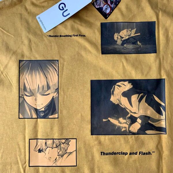 新品GU×鬼滅の刃コラボ オーバーサイズ Tシャツユニセックス Mサイズ 我妻善逸