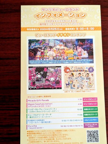 サンリオピューロランド 株主優待 2名分 6/25 限定 匿名配送