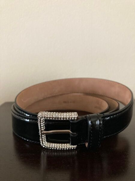 【コメント前にコメントください】DOLCE & GABBANA ドルチェアンドガッバーナ ドルガバ 黒 ブラック エナメル ベルト