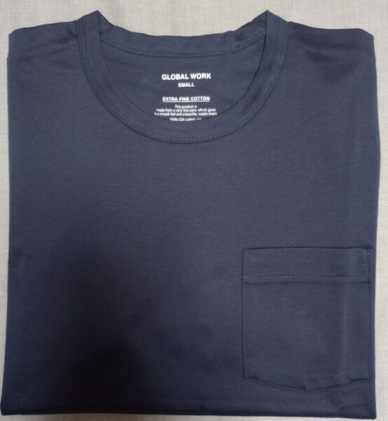 【美品】グローバルワーク/リッチクリーン半袖TシャツSMALLネイビー