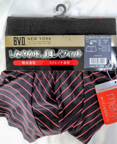 【新品 未使用】B.V.D. NEW YORK クールボーダーショートボクサー M ブラック×レッド