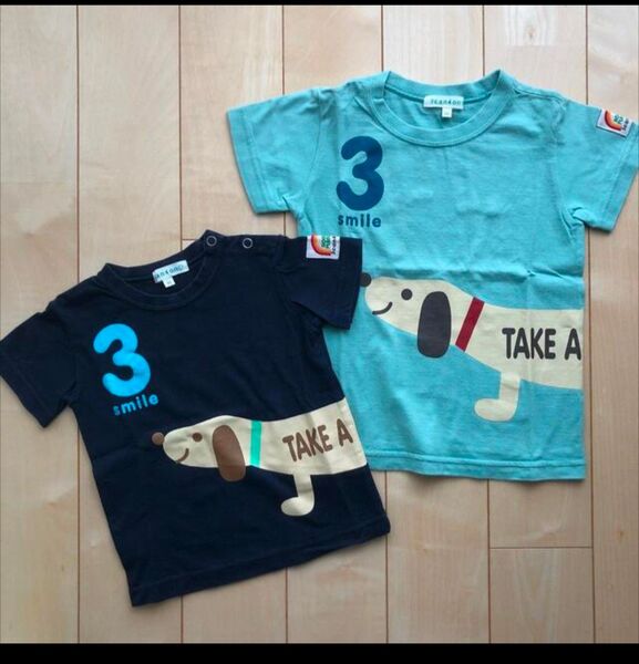 3can4on 半袖 Tシャツ 80cm 100cm 2枚セット 男女兼用 お揃い