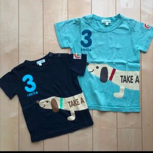 3can4on 半袖 Tシャツ 80cm 100cm 2枚セット 男女兼用 お揃い
