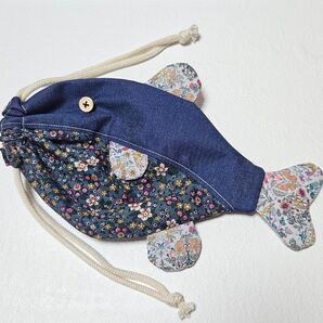 お魚巾着 巾着袋 さかな フグ ふぐ ハンドメイド No.618