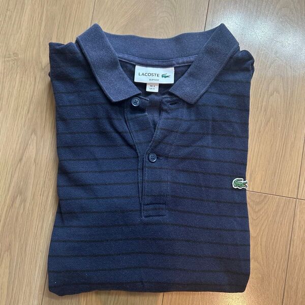 LACOSTE ポロシャツ ボーダー柄 ネイビー系 FR3 US Sサイズ