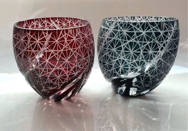【人気】切子グラスペアセット ぐい呑み