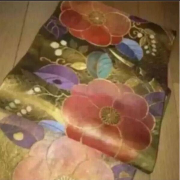 梅の花柄帯 金糸帯 帯 振袖用帯 金色系帯 名古屋帯 袋帯 正絹 佐賀錦 リメイク テーブルセンター