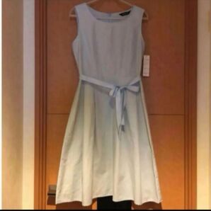 ARTICLE 水色ワンピース 9号 ノースリーブワンピース ママ友ランチワンピ ひざ丈 ワンピース ひざ丈