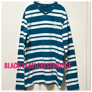 BLACKLABELCRESTBRIDGE長袖VネックボーダーTシャツメンズ M