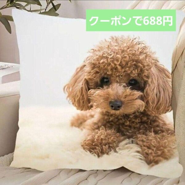 リアルデザインプリント クッションカバー45×45 トイプードル
