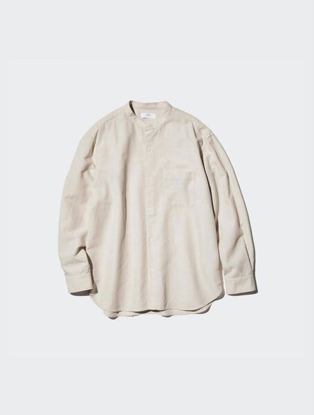 コットンリネンスタンドカラーシャツ カラー:31 BEIGE サイズM