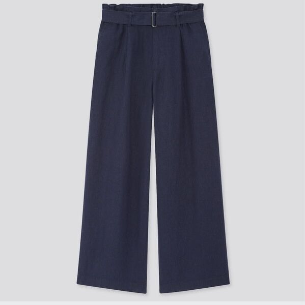 新品タグ付き UNIQLOユニクロ ベルテッドリネンレーヨンワイドパンツ M