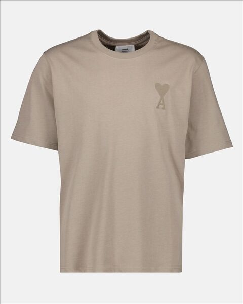 AMI PARIS AMI DE COEUR アミパリス オーガニックコットン ジャージー Tシャツ ベージュ ブラウン xs