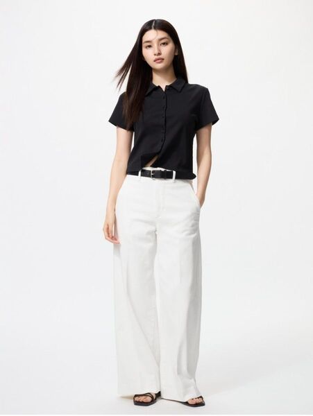 新品未使用タグ付き UNIQLO ユニクロ ワイドトラウザージーンズ ホワイト M ワイドパンツ ホワイトデニム