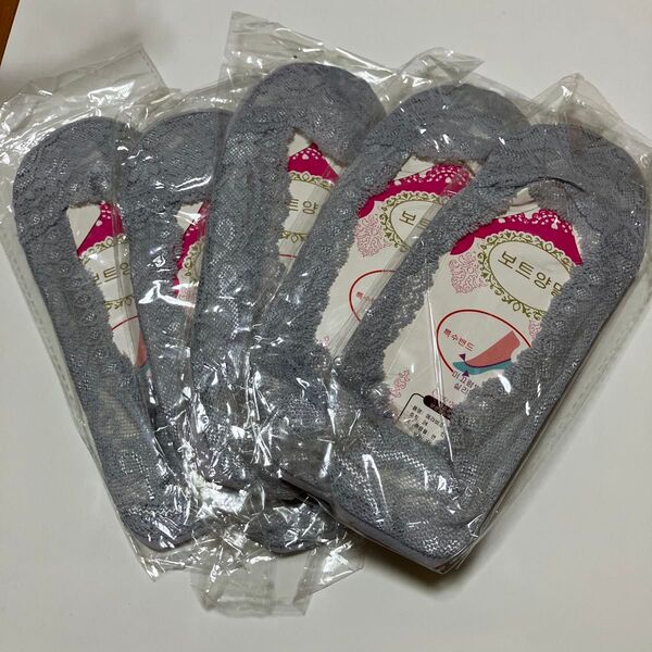 【未使用】レースソックス グレー 23〜25cm 5足セット