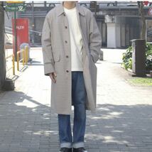 【新品】即決★ AURALEE オーラリー ★FINX WEATHER CLOTH CHECK COAT アイボリー 19ss 完売 ステンカラーコート アウター チェック ロング_画像5