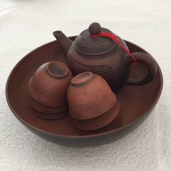 中国茶器セット 陶器製 急須と茶碗6個付き